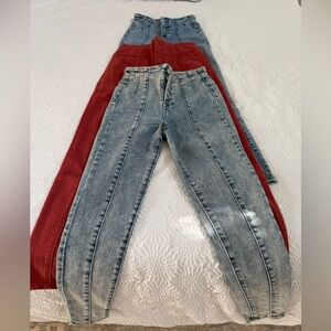 No Boundaries High Rise Blue and Red Jeans (all 3)